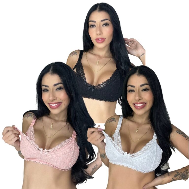 Kit 3 Sutiã Lingerie Amamentação Reforçado Ren