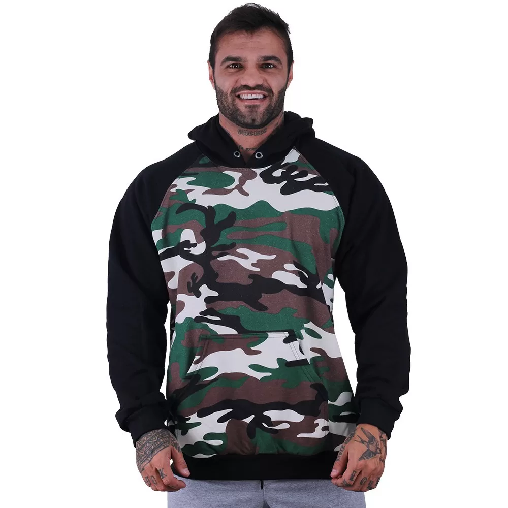 Blusa Moletom Masculino MXD Conceito Com Touca Camuflado Selva