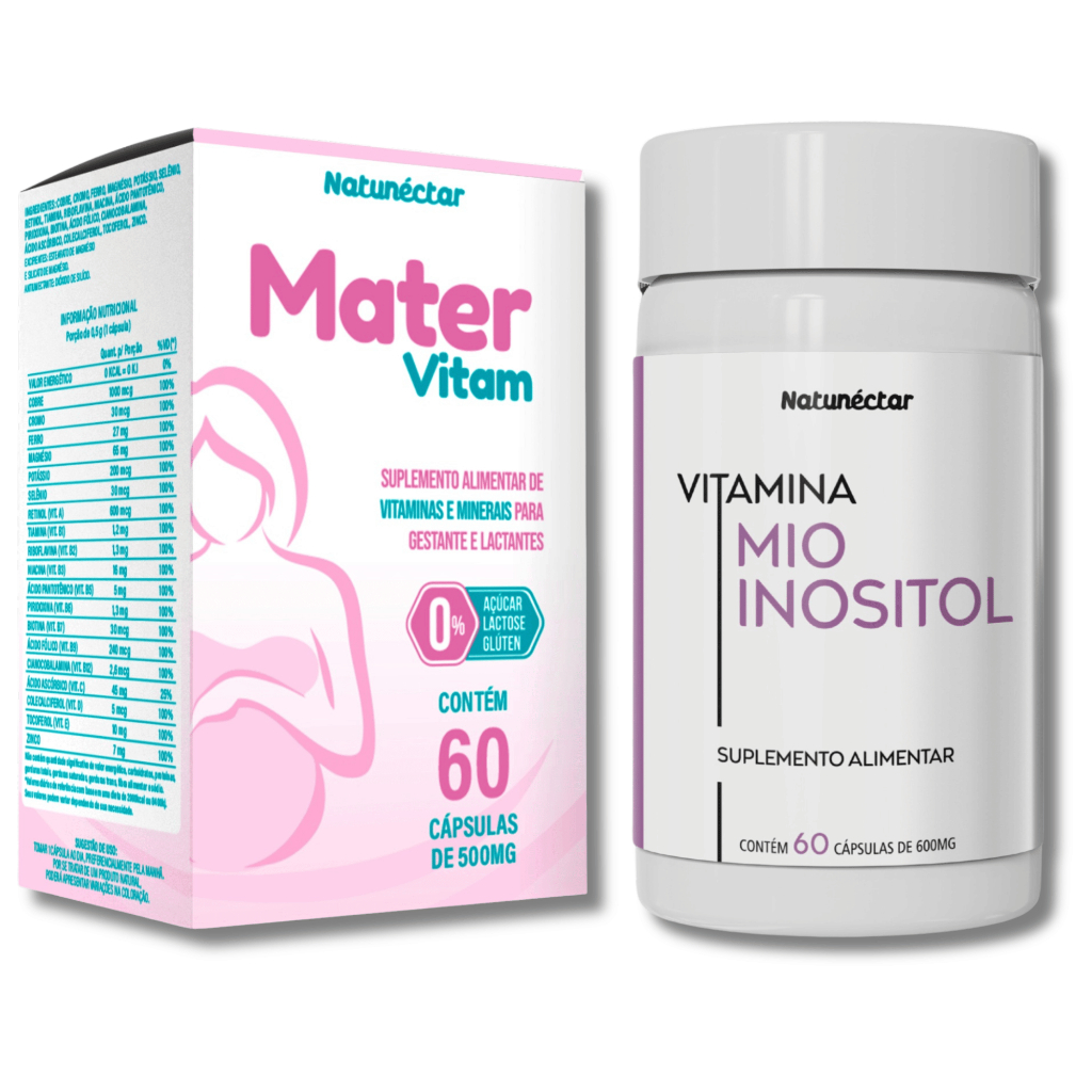 KIT Gestante Vitaminas Multivitamínico Mater Vitam + Mio Inositol 1000MG Natunéctar Grávidas