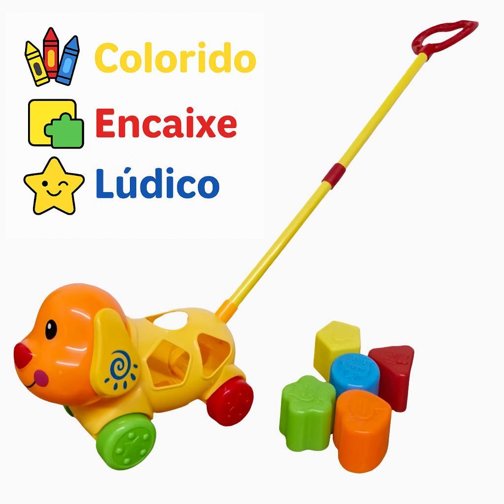 Brinquedo Bebe Cachorrinho de Empurrar Didático com Peças Para Encaixe Passeio DuteToys DTY0946