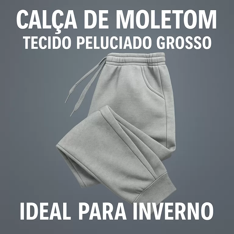 Calça De Moletom Unissex Tecido Peluciado Grosso 