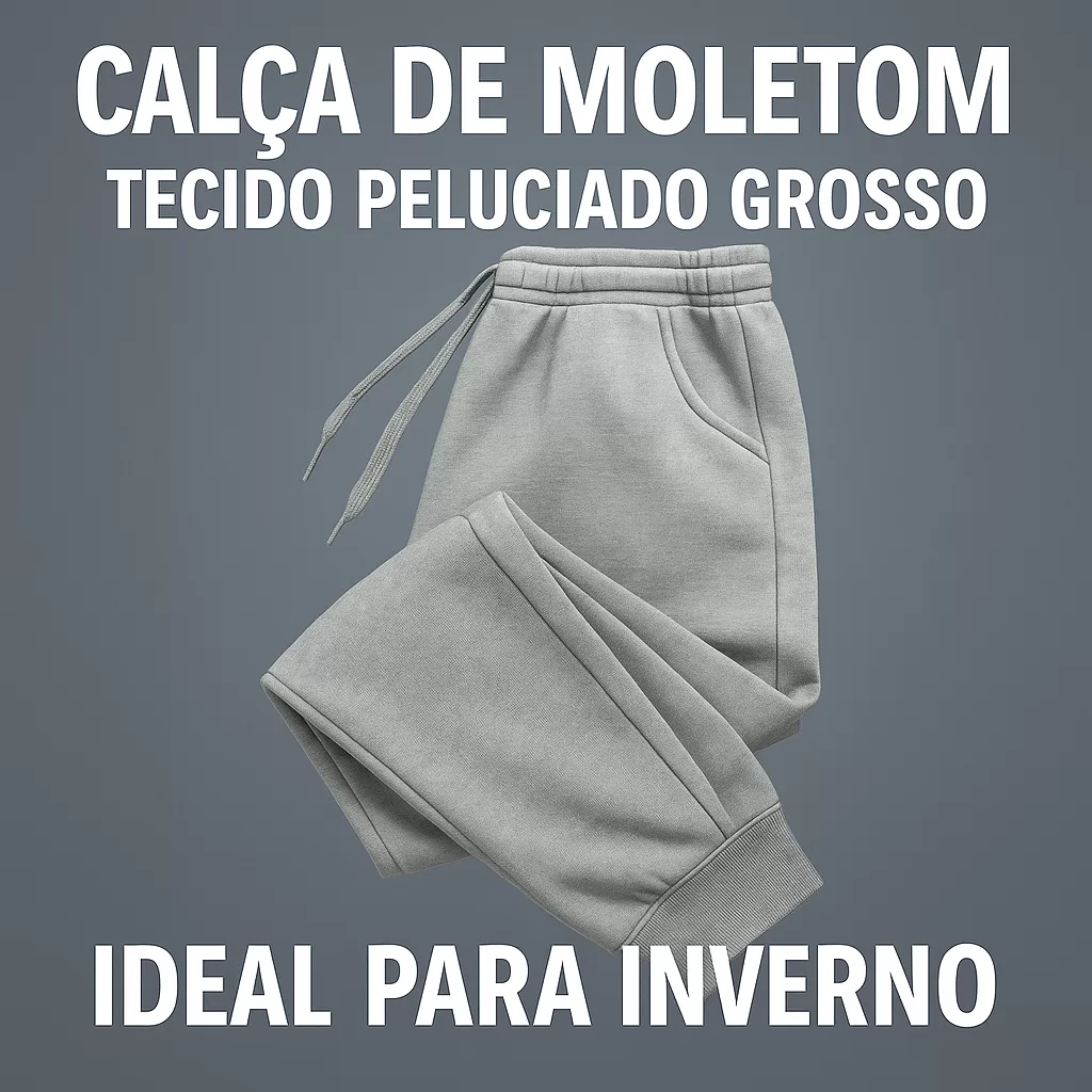 Calça De Moletom Unissex Tecido Peluciado Grosso Ideal Para Inverno Mais Barata