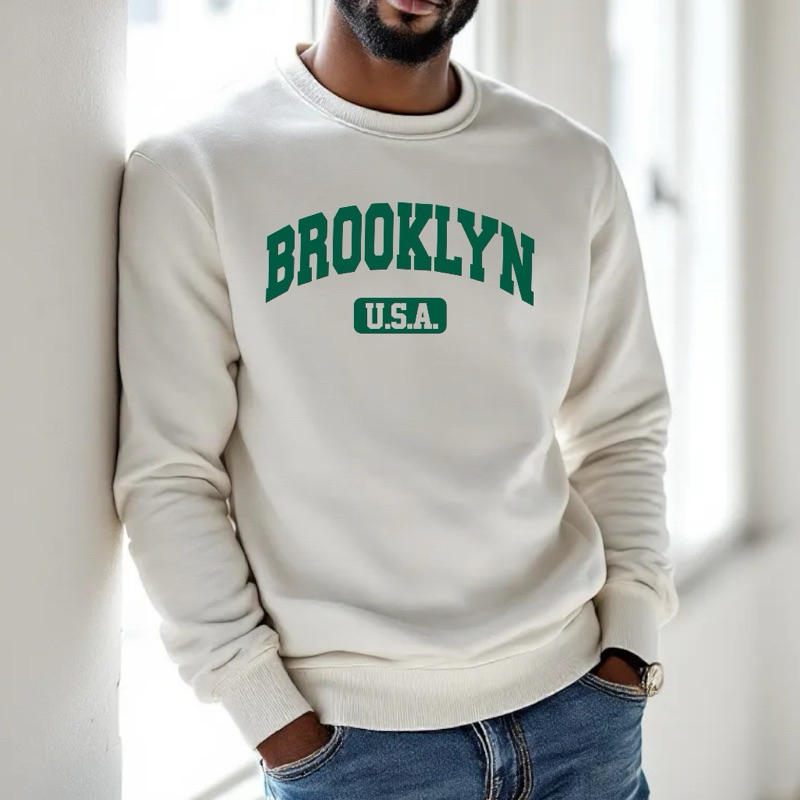 Moletom Careca Algodão Brooklyn Inverno Sueter Masculino Unissex Blusa de Frio Feminino Presente Fla