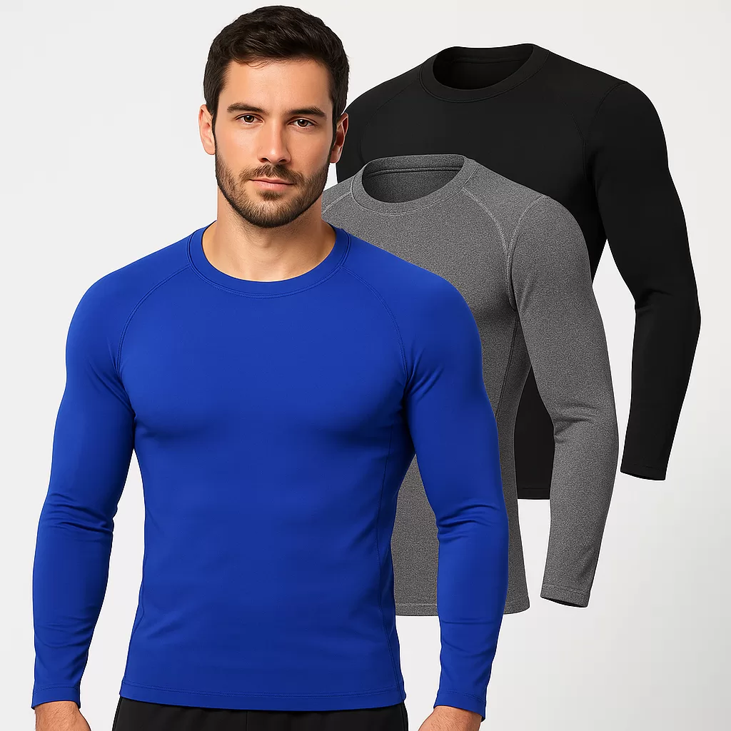 Kit 3 Blusa Térmica Masculina Segunda Pele Manga Longa Inverno Frio Intenso Proteção Solar Uv 50+