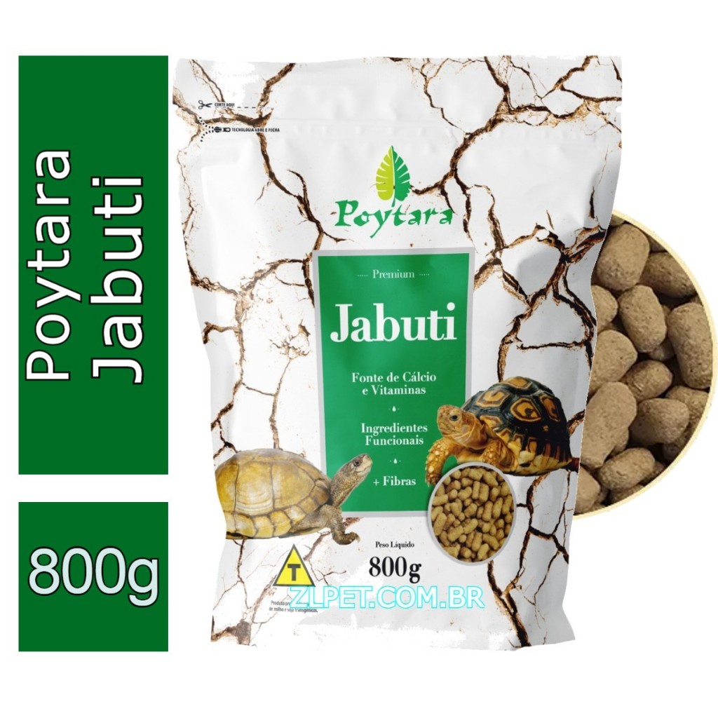 Ração Para Jabuti Poytara Jabuti Bag 800g Para Tartarugas Jabutis Adulto