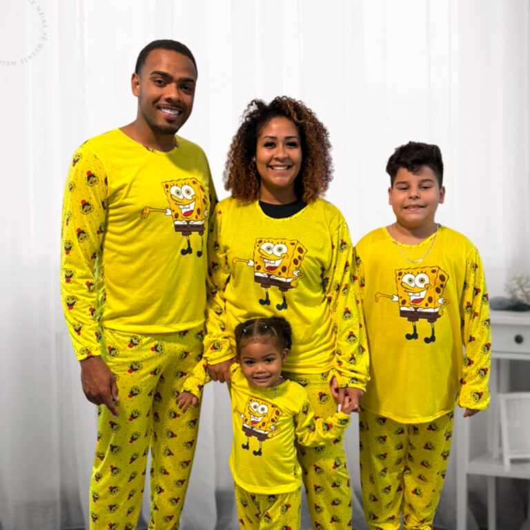Pijama Bob Esponja Frio Estampado Divertido Fofo F