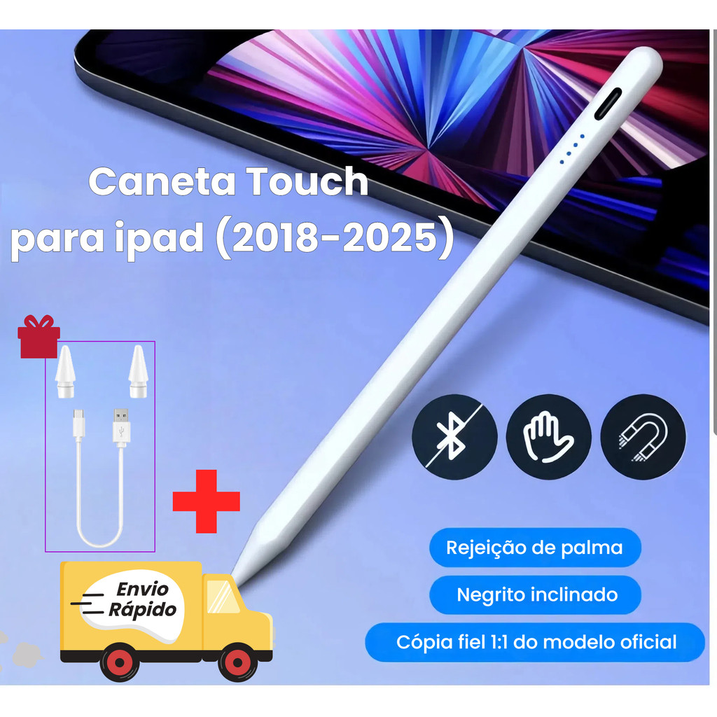 Caneta Touch para iPad 2018-2025 (2. Geração)  Alta Precisão, Sensível ao Toque, Rejeição de Palma