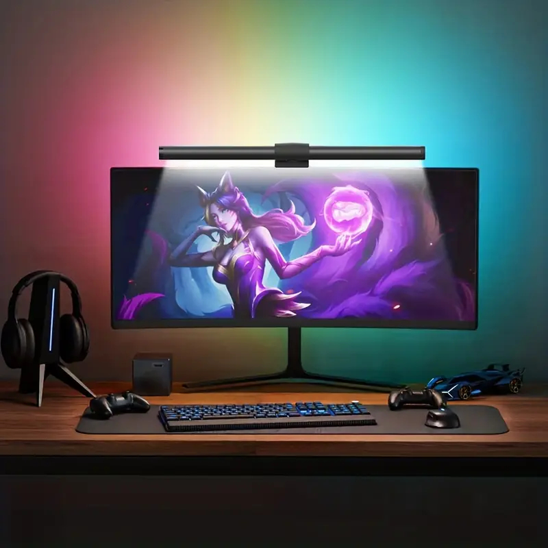 Luz de Tela RGB para Monitor com Toque, Iluminação de Jogos e Proteção para Olhos