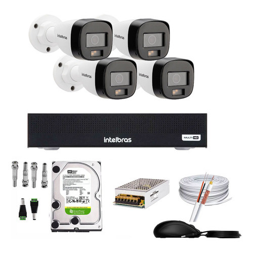 KIT 4 CÂMERAS VHD 1120B FULL COLOR DVR 4 CANAIS H