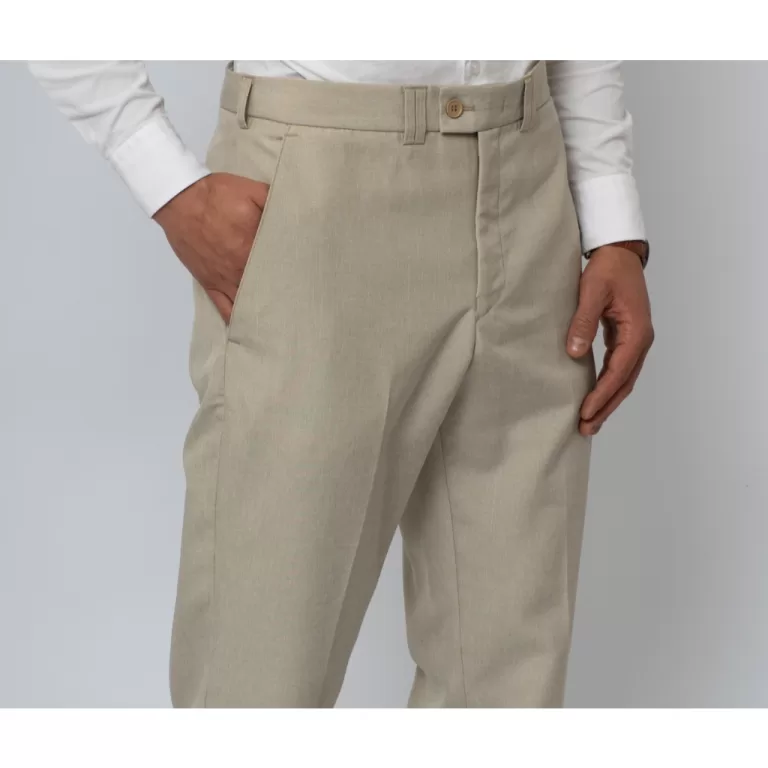 Calça Social Masculina Areia com textura tipo lin