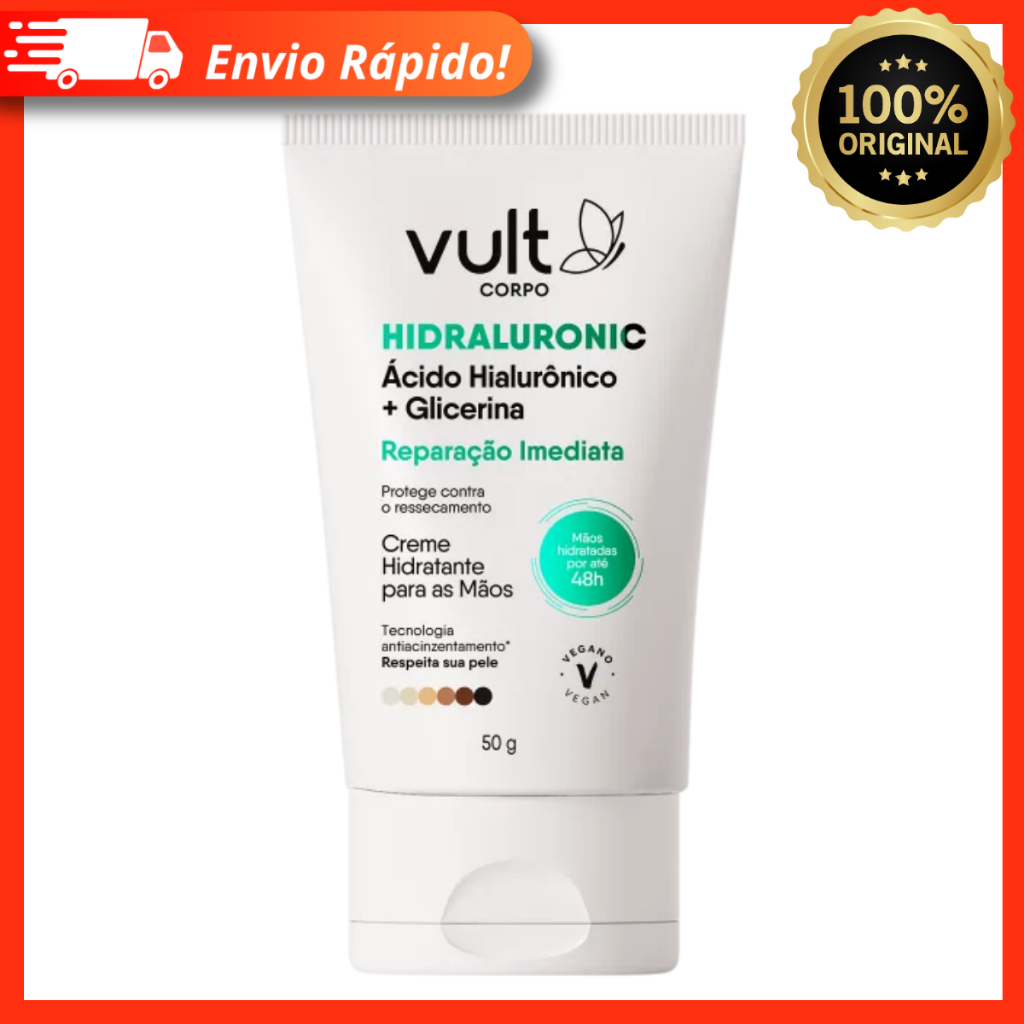 Creme Hidratante para as Mãos Hidraluronic Reparação Imediata 50g – Vult