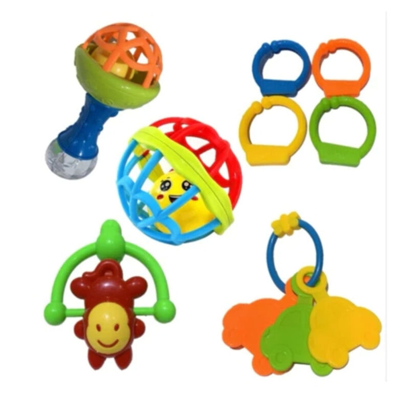Kit Brinquedo Bebe Chocalho Mordedor Silicone Maci