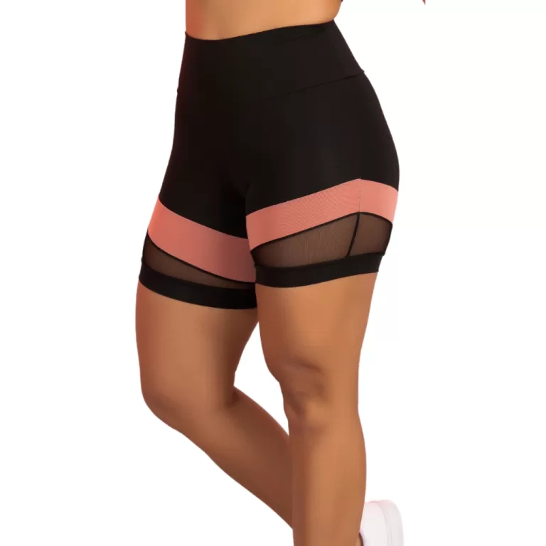Short Fitness Move Detalhe em Tule Cintura Alta Ac