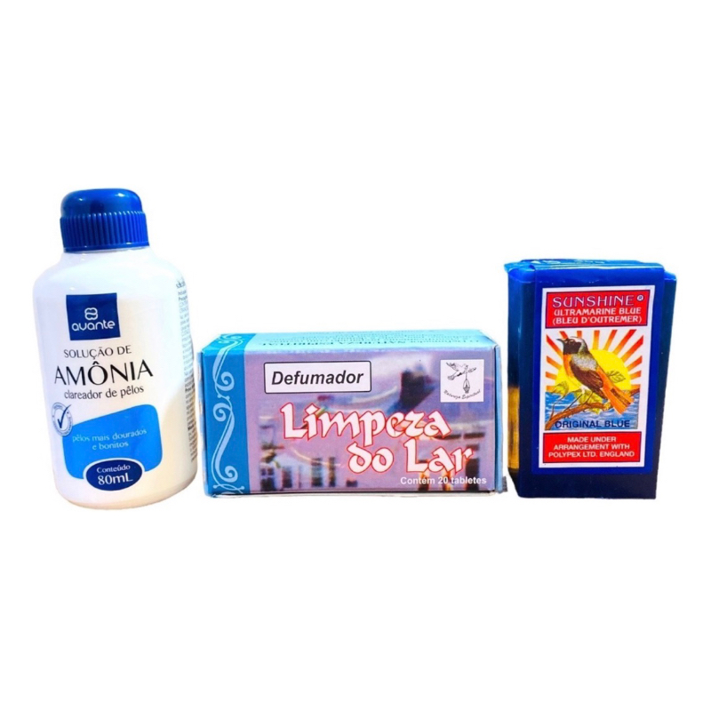 Kit Limpeza Espiritual Anil Defumador Limpeza Do Lar Amonia