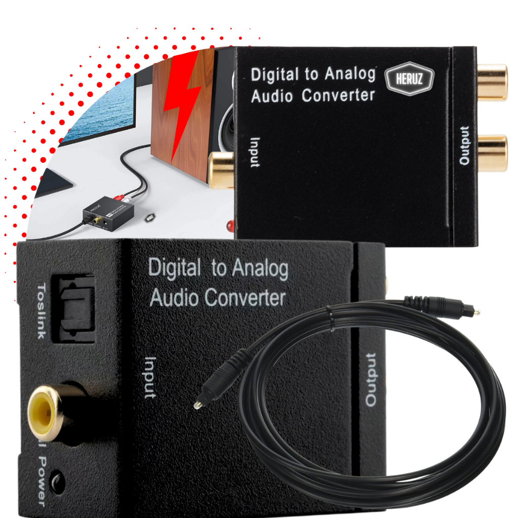 Conversor de Áudio Digital Óptico para Analógico RCA + Cabo Optico