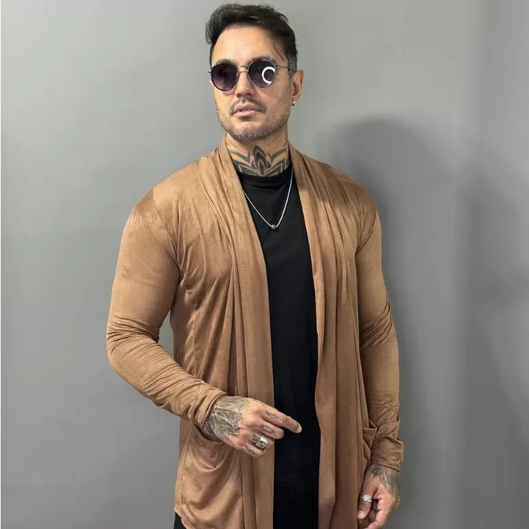 Cardigã De Suede Luxo Premium Elastano Blusa Tama