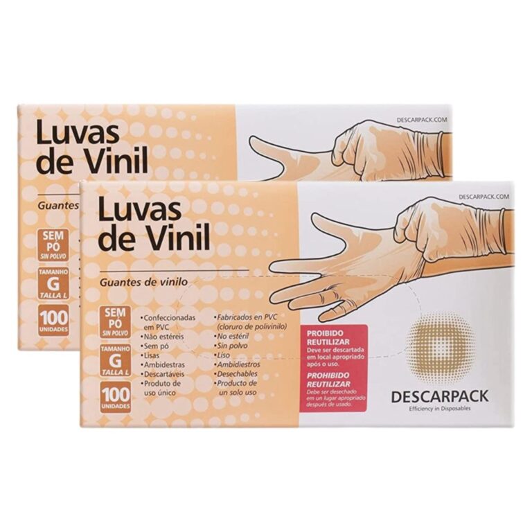 Kit 2 Caixas de Luvas de Vinil Descartável Sem P