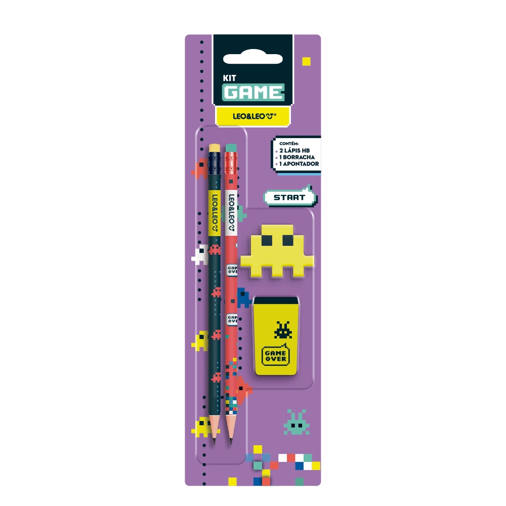 Kit Lápis Hb Game 4 Itens LeoEleo