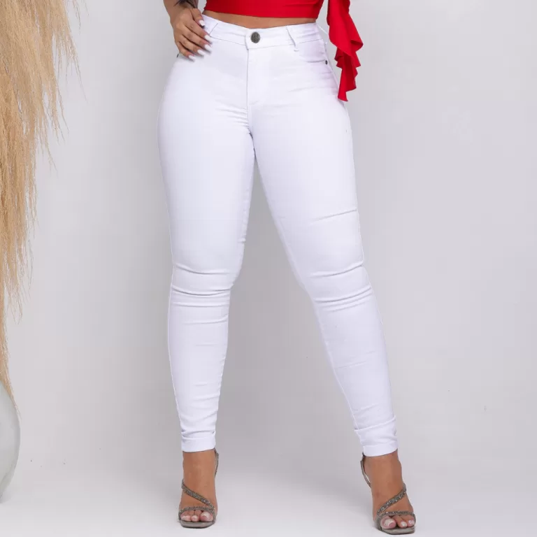 Calça Feminina Jeans Skinny Cintura Alta Com Lycr
