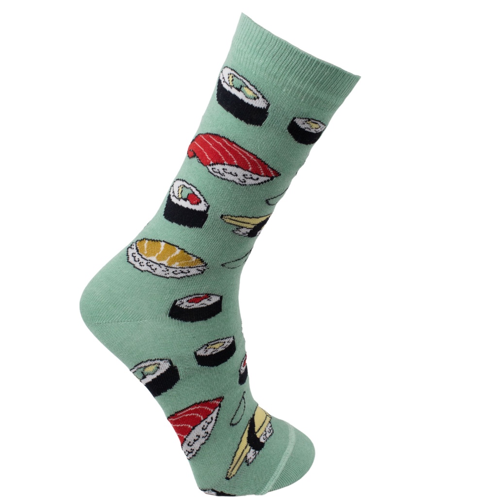 Meia Divertida Cano Longo Sushi Oddo Verde Masculina/Feminina