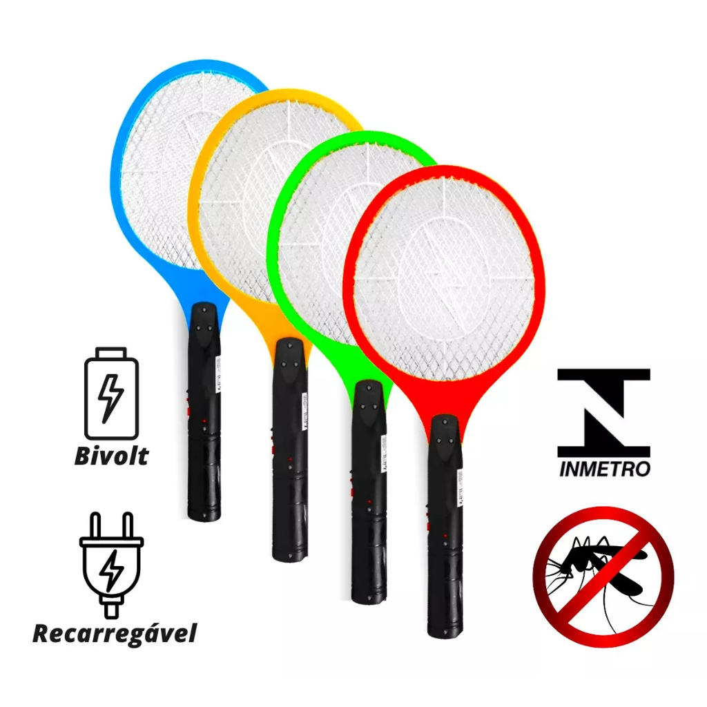 Raquete Elétrica Mata Mosquito Dengue Insetos Recarregável