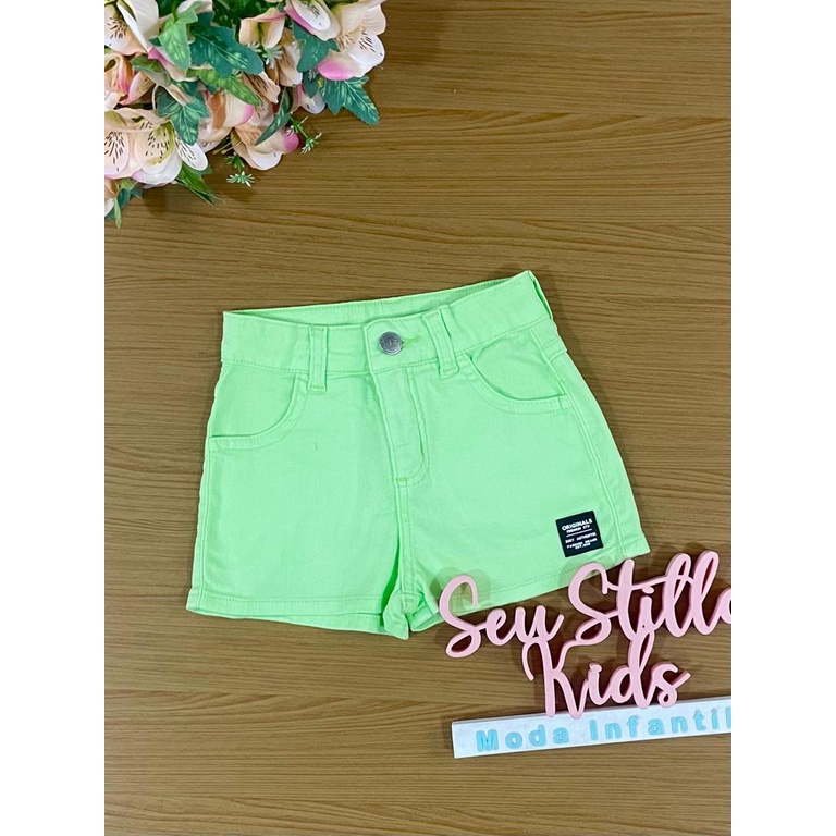 Shorts Infantil Catavento Verão Verde Neon