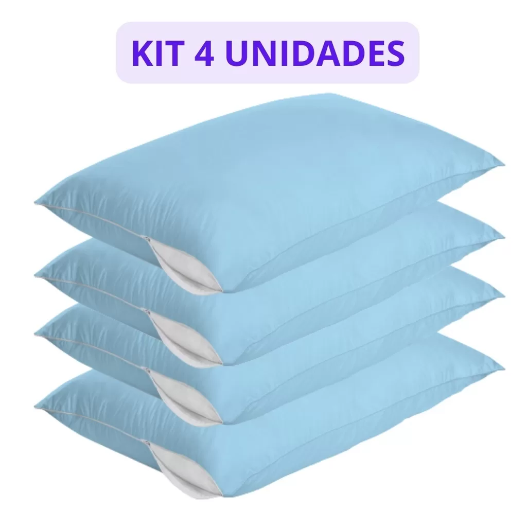 Kit 4 Capas Protetoras Fronha Travesseiro com Ziper Anti Ácaro Proteção Completa – Várias Cores
