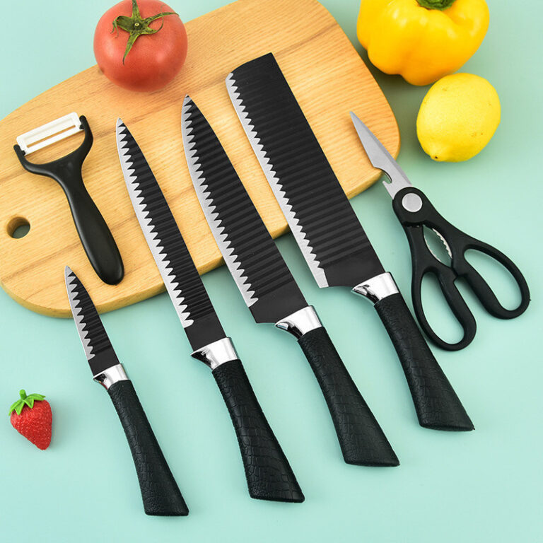Jogo Faca Com 6 Peças Antiaderente Faqueiro Gourm