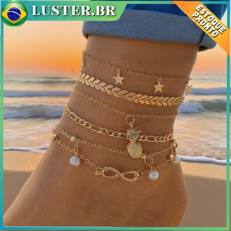 5 Pçs Charme Chave Tornozeleira Conjunto Para Mul