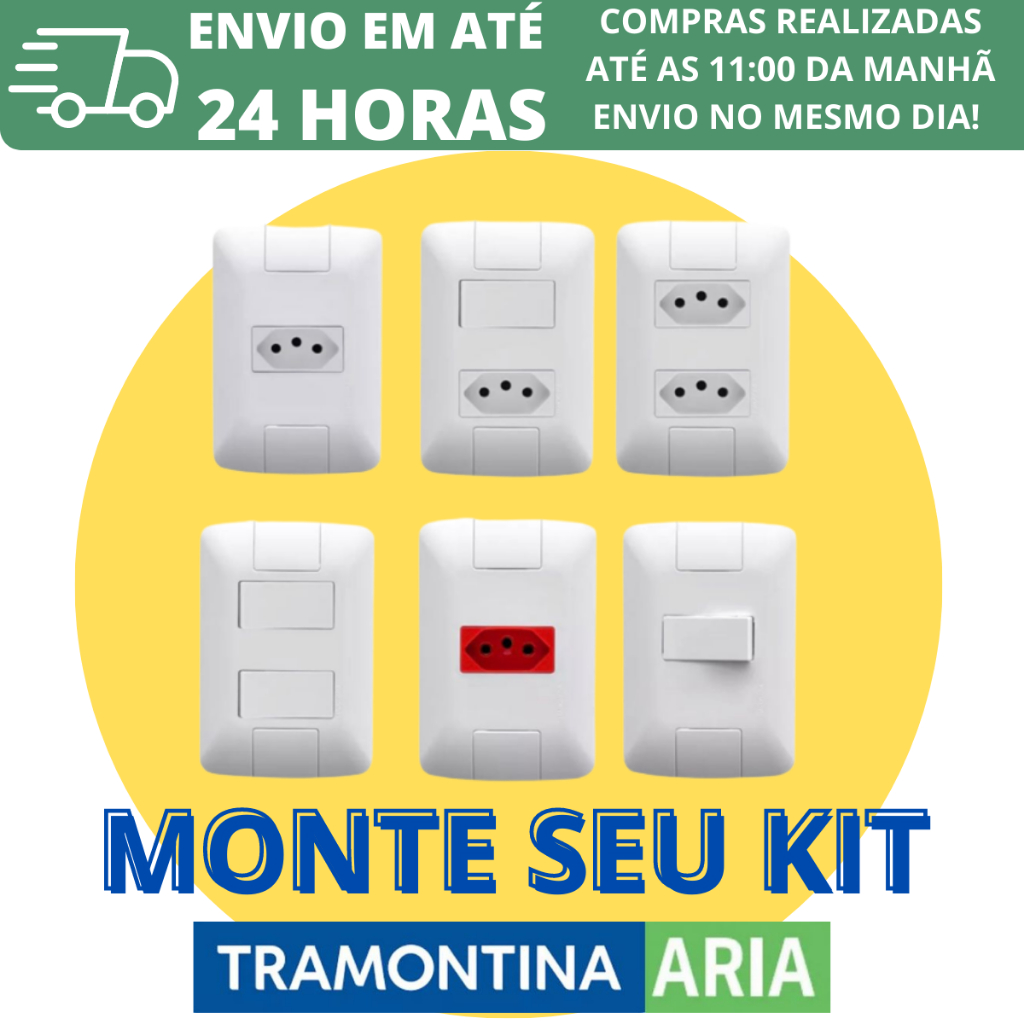 Monte seu Kit Conjuntos Tomadas e Interruptores Linha ARIA Tramontina