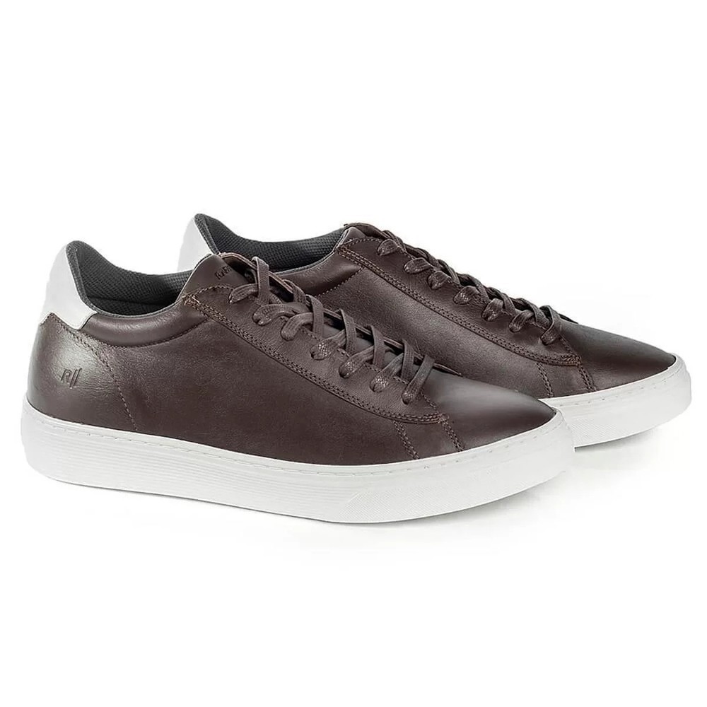 Sapatênis Rafarillo Masculino Couro Amarração Aumenta Altura – Cafe