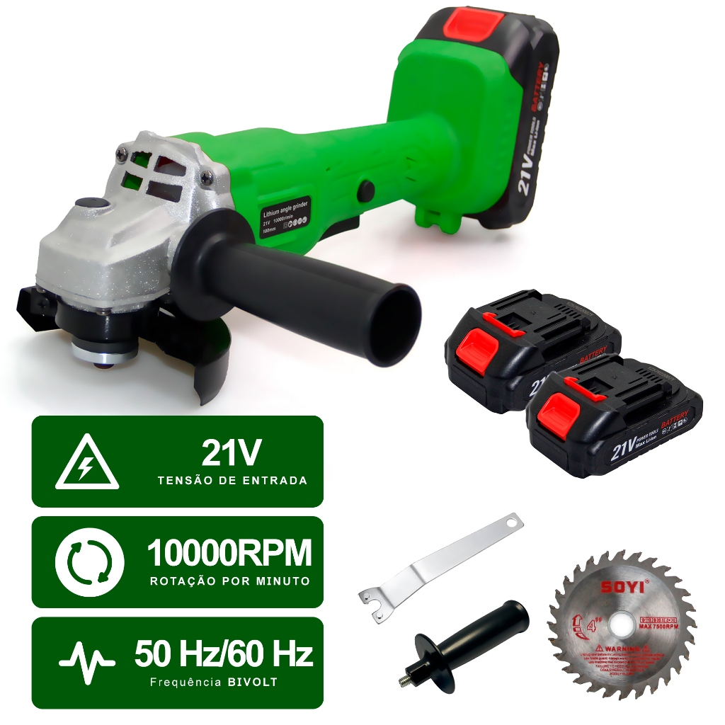 Esmerilhadeira Profissional Lixadeira 2 Bateria 21v + Maleta Bivolt
