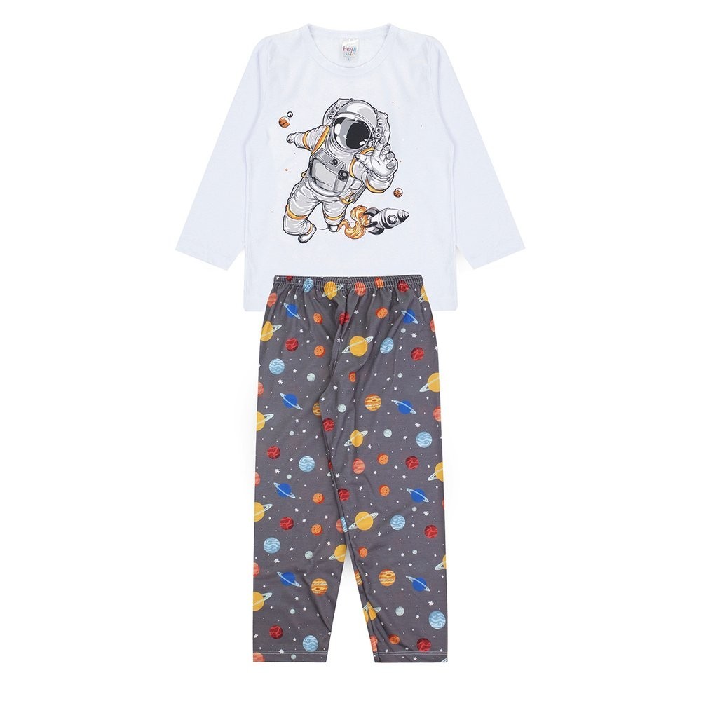 Pijama Infantil Masculino Inverno Astronauta – Hey Kids Branco