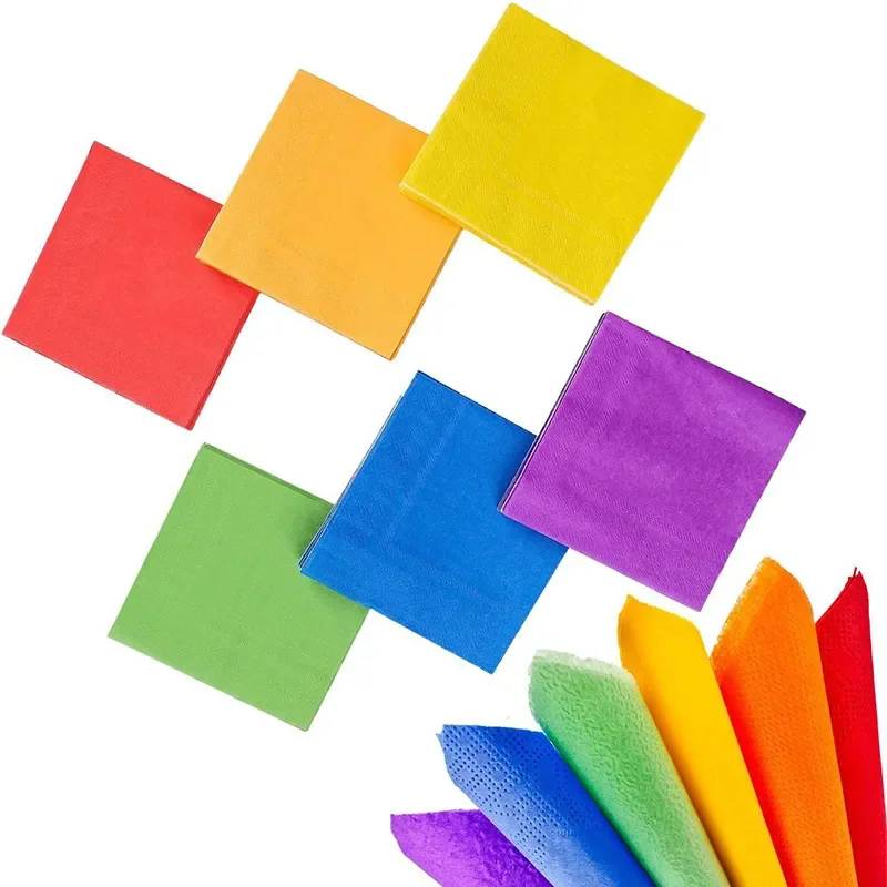 Guardanapos de Papel Coloridos  50 Unidades para Festa, Eventos e Decoração de Mesa