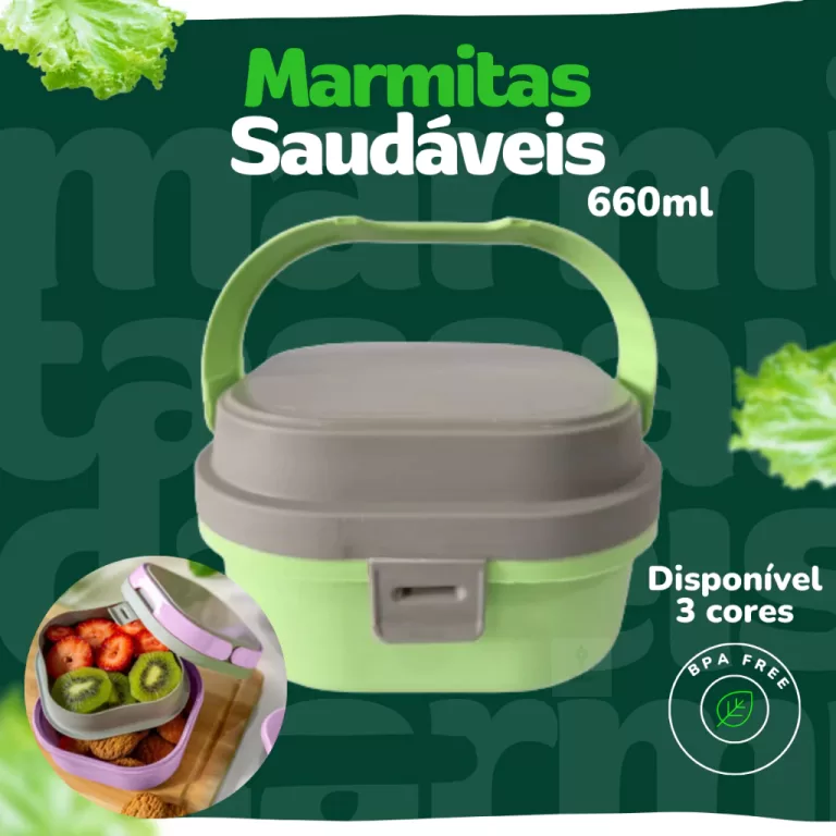 Marmita Com Divisoria Fitness Fit Dieta 660ml Pote
