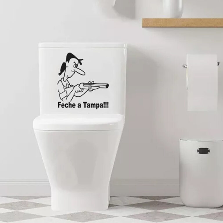 Adesivo Vinil Tampa de Vaso Sanitário feche a tam