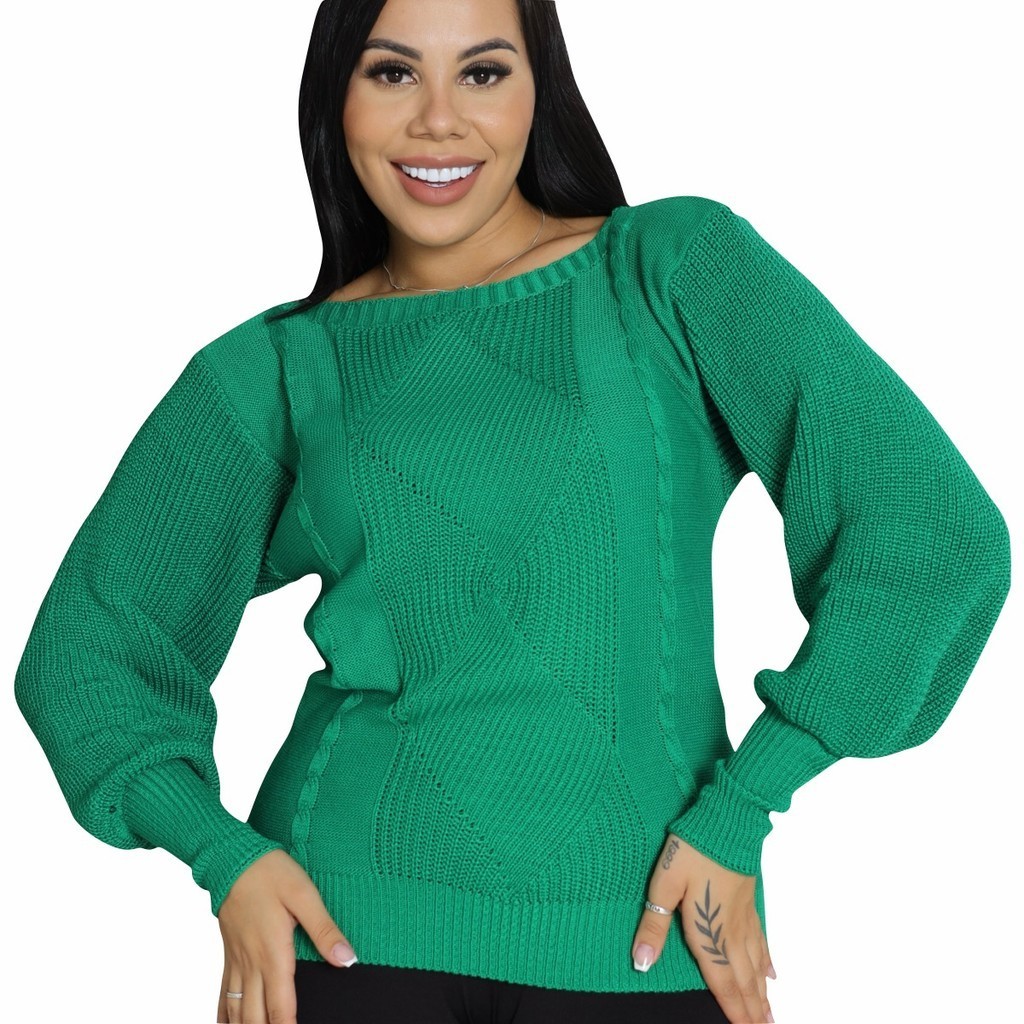 Blusa Inverno Com Mangas Bufantes E Detalhes na Manga