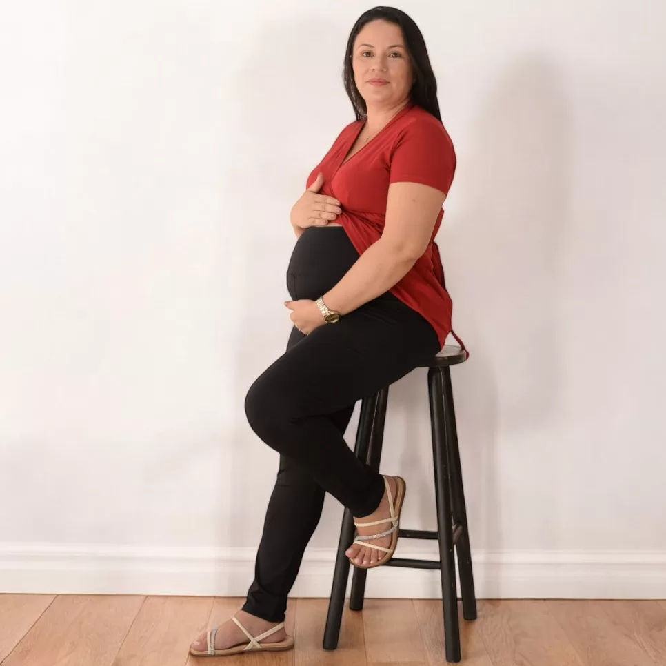 Calça Legging Gestante Maternidade Gravida Cintura Cós Alta Confortável Feminina Gestação Promoção