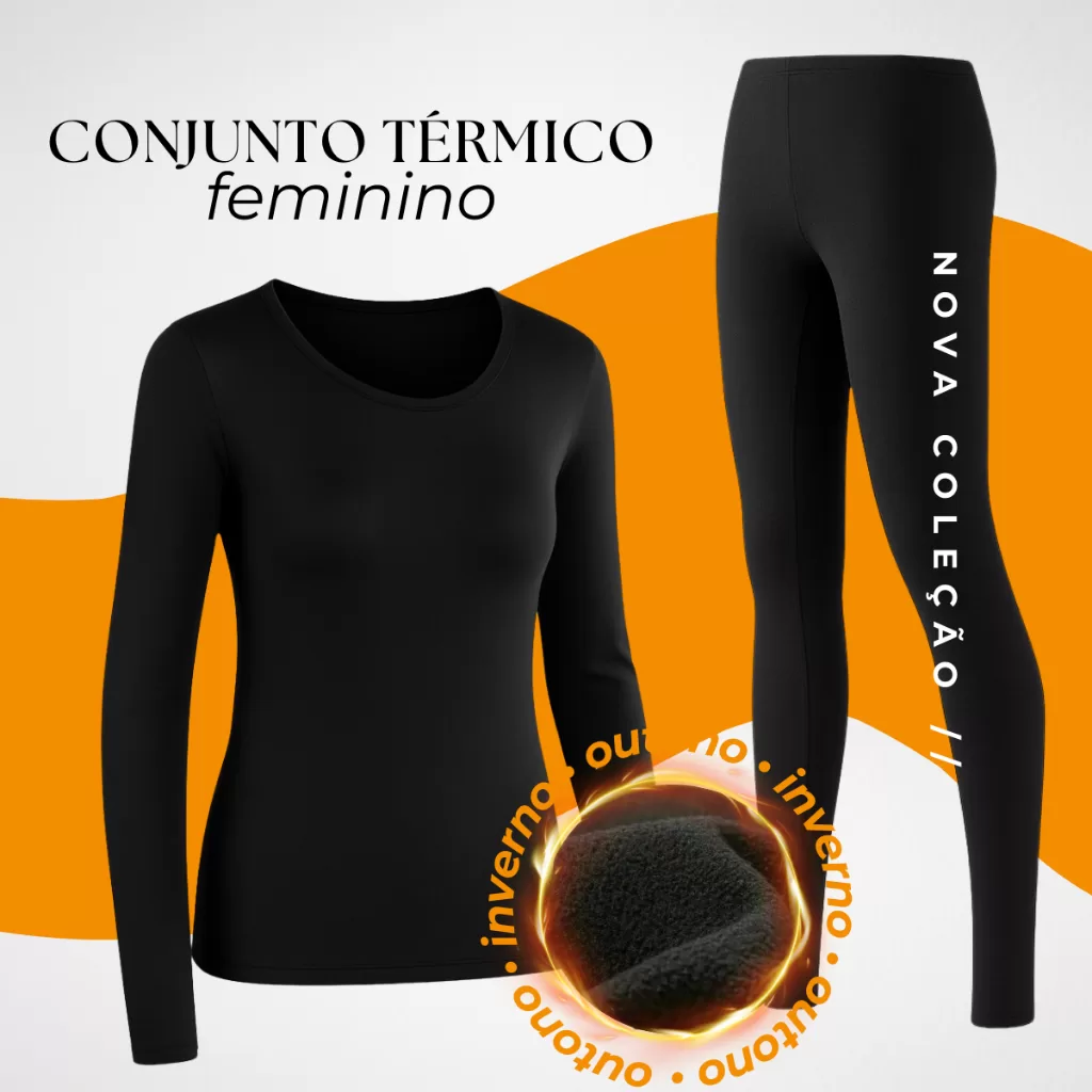 Blusa Calça Térmico Segunda Pele UV 50+ Conjunto Feminino Flanelado Frio intenso Meia Inverno