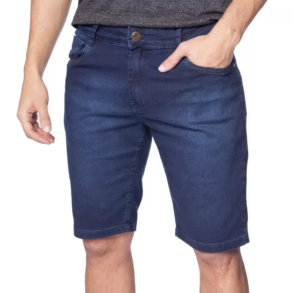 Bermuda Jeans Masculina Pitt Basic Azul Escuro