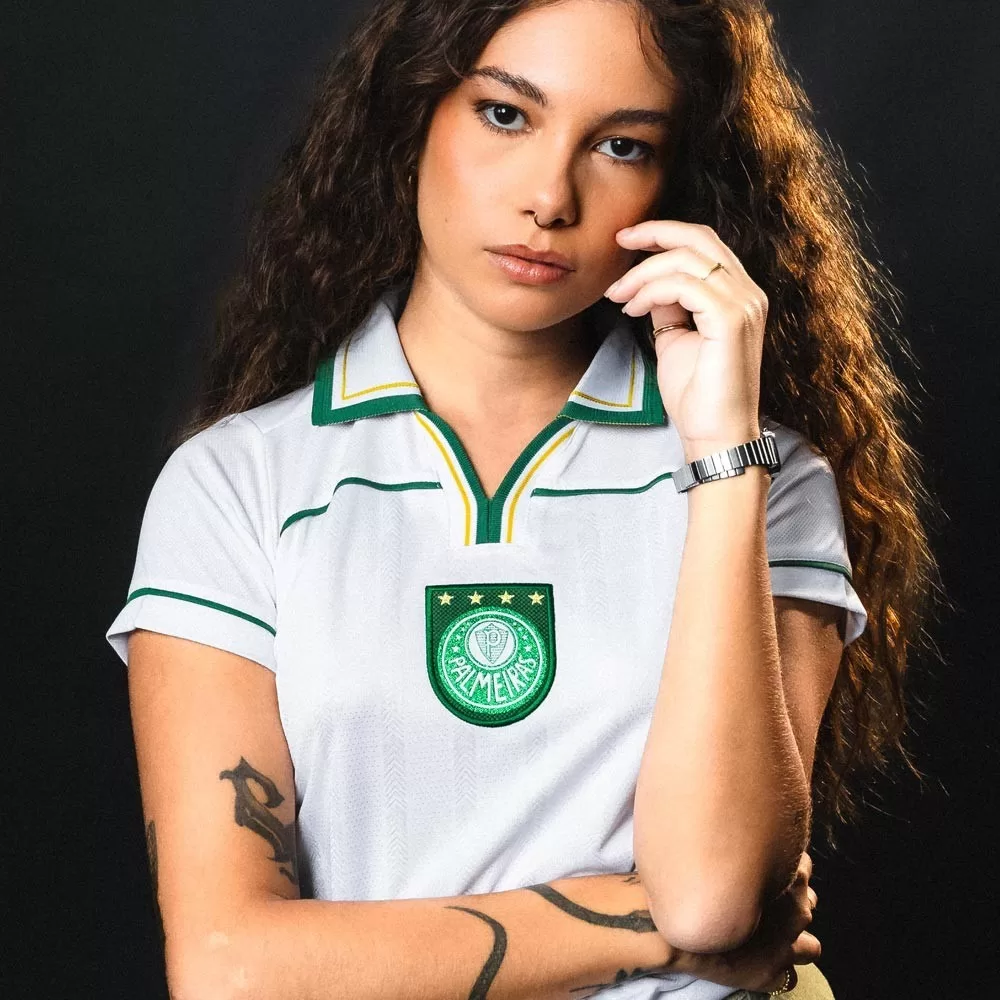 Camisa Palmeiras Retrô 1999 Libertadores Branca Feminina Oficial