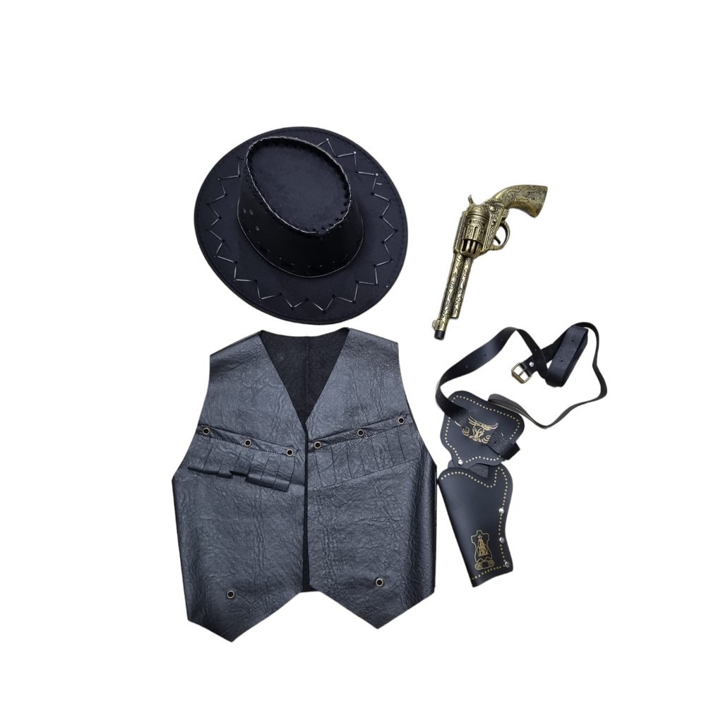 Kit Combo Country Chapéu + Colete + Acessorio com som (MINI) e suporte festa Junina