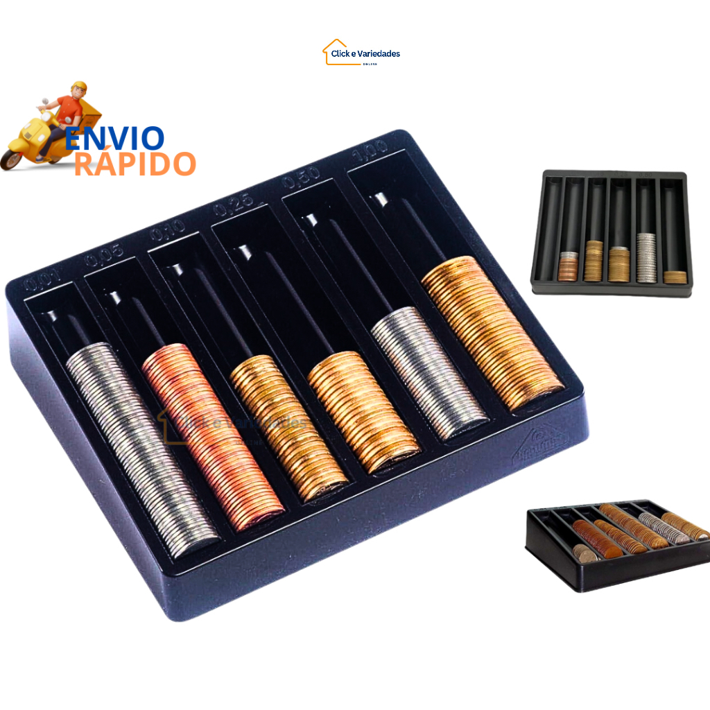 Porta moedas para caixa – balcão de lojas mercados, organizador de moedas