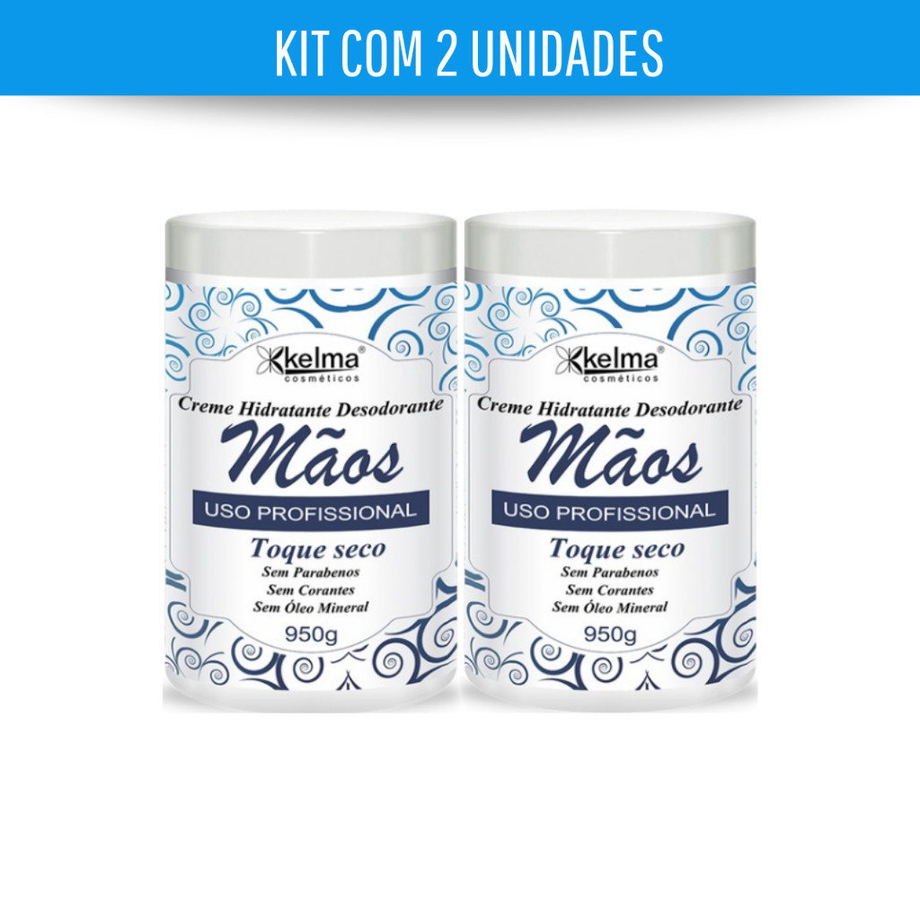 KIT COM 2 KELMA CREME HIDRATANTE DESODORANTE MÃOS 950G