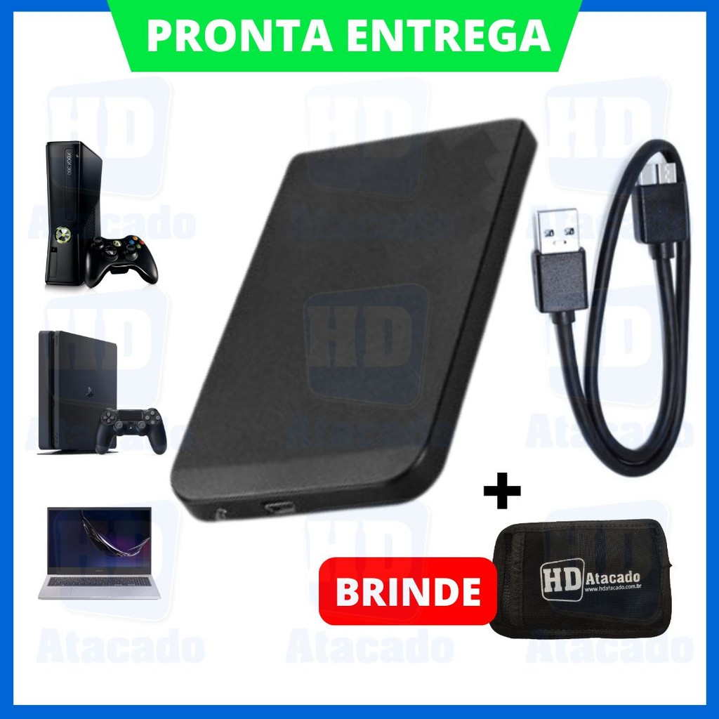 HD Externo 1TB USB 3.0 Compativel com Xbox, Console, PC e Celular + Brinde NF e Garantia