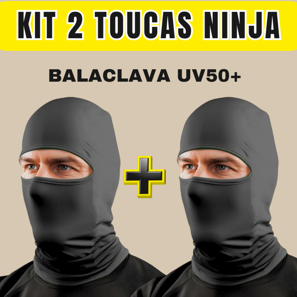 Kit 2 Touca Ninja Balaclava Toca UV+50 Proteção Solar Térmica Motoqueiro Motoboy touca preta