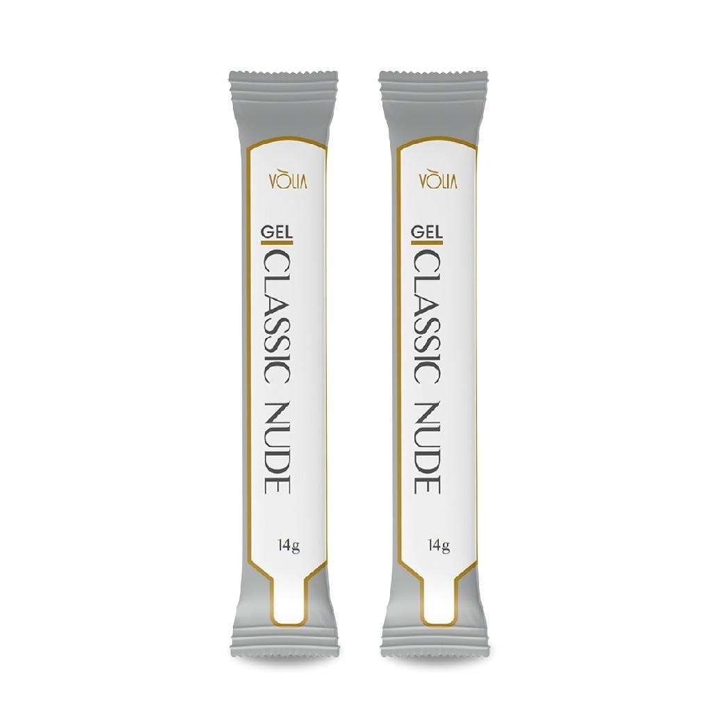 Kit 2 Sachês Gel Classic Nude Refil Alongamento 14g, Vòlia Unha de Gel Fibra de Vidro Alongamento Ma