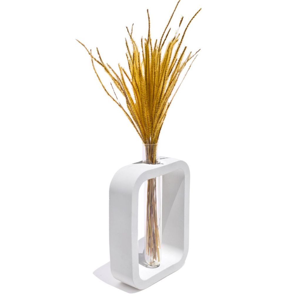 Vaso Decorativo Solitário com Tubo de Ensaio Retangular 16,5 cm Aleta