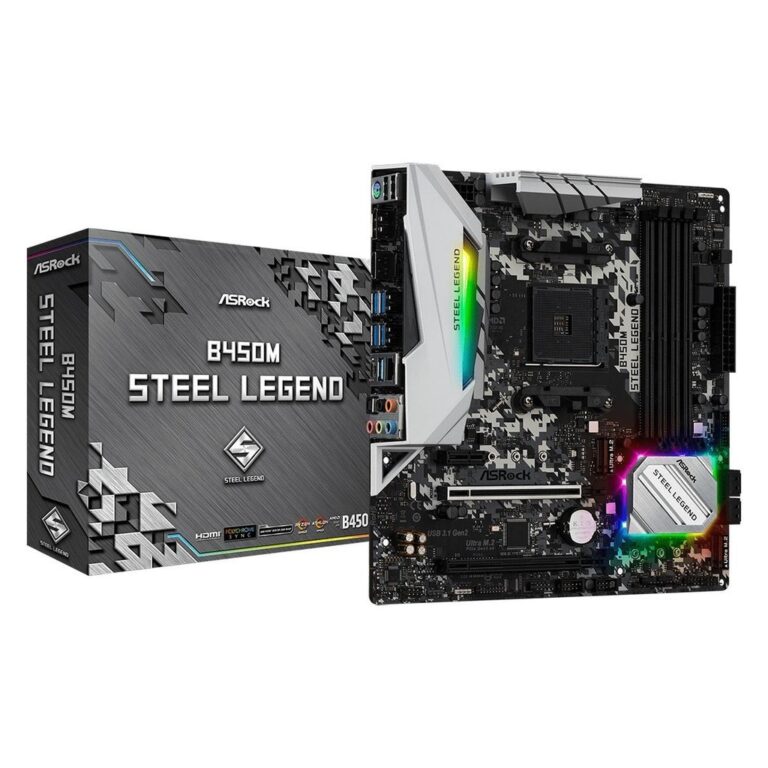 Placa Mãe ASRock B450M Steel Legend, AMD AM4, mAT