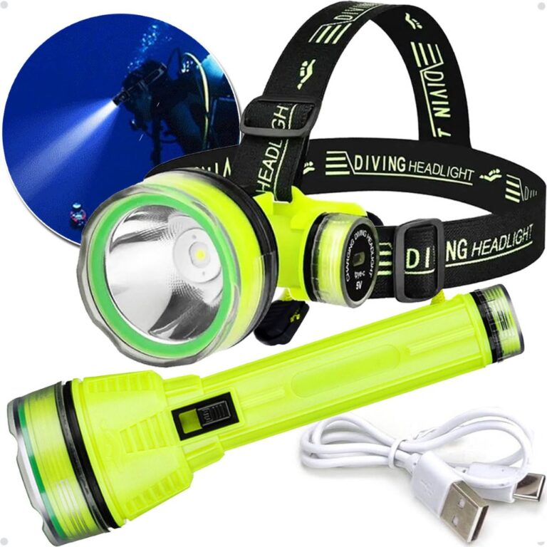 Kit 2 Lanterna Cabeça e Mão Mergulho Recarregáv